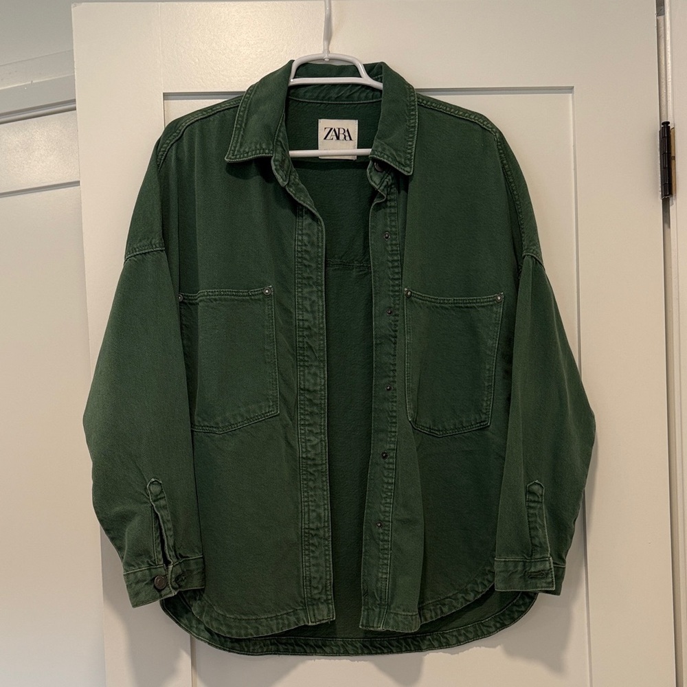 Zara Forest Green Denim Jacket/ Overshirt